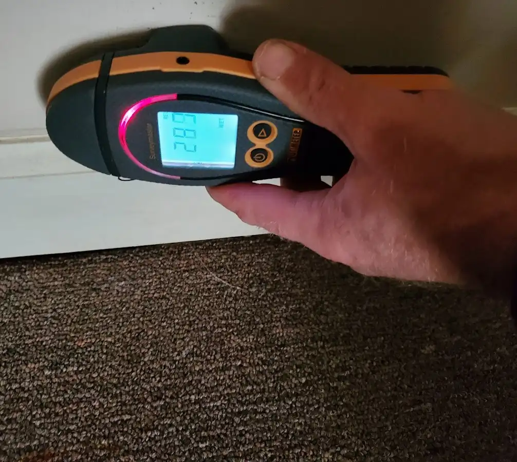 Moisture detection at baseboard during Mold Inspection & Testing in St. Augustine